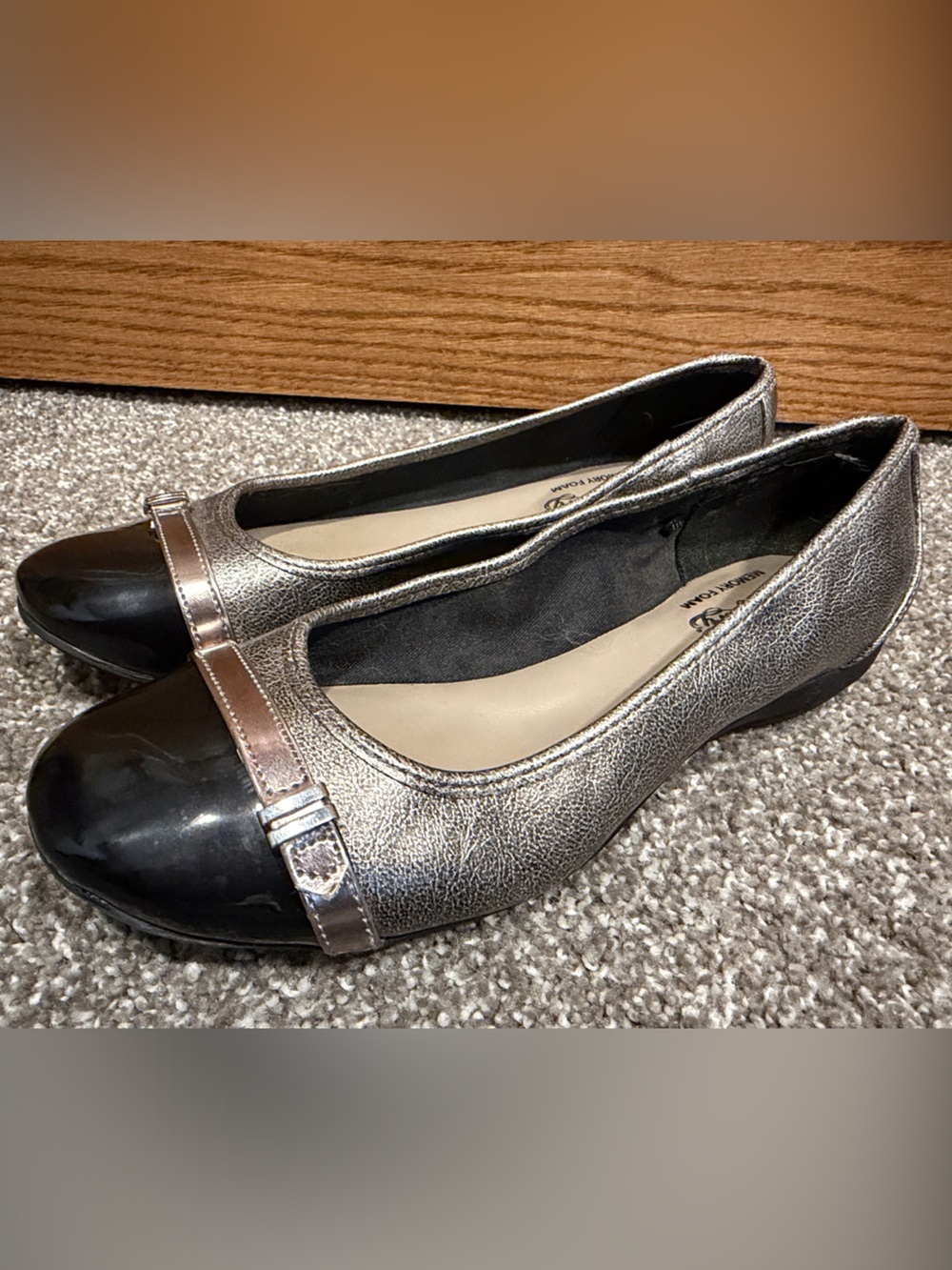 Faded Glory Metallic Flats with Rose Gold Accent size 8